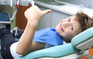 A child at his dental appointment.